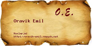 Oravik Emil névjegykártya